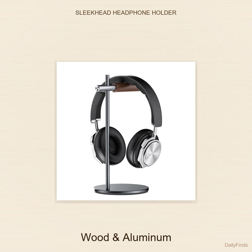 SleekHead Desktop Headphone Holder - Wood & Aluminum