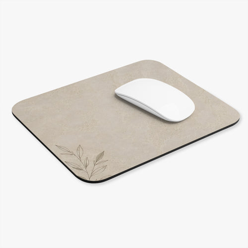 Greige Travertine Mouse Pad — Neutral Stone Aesthetic Desk Accessory